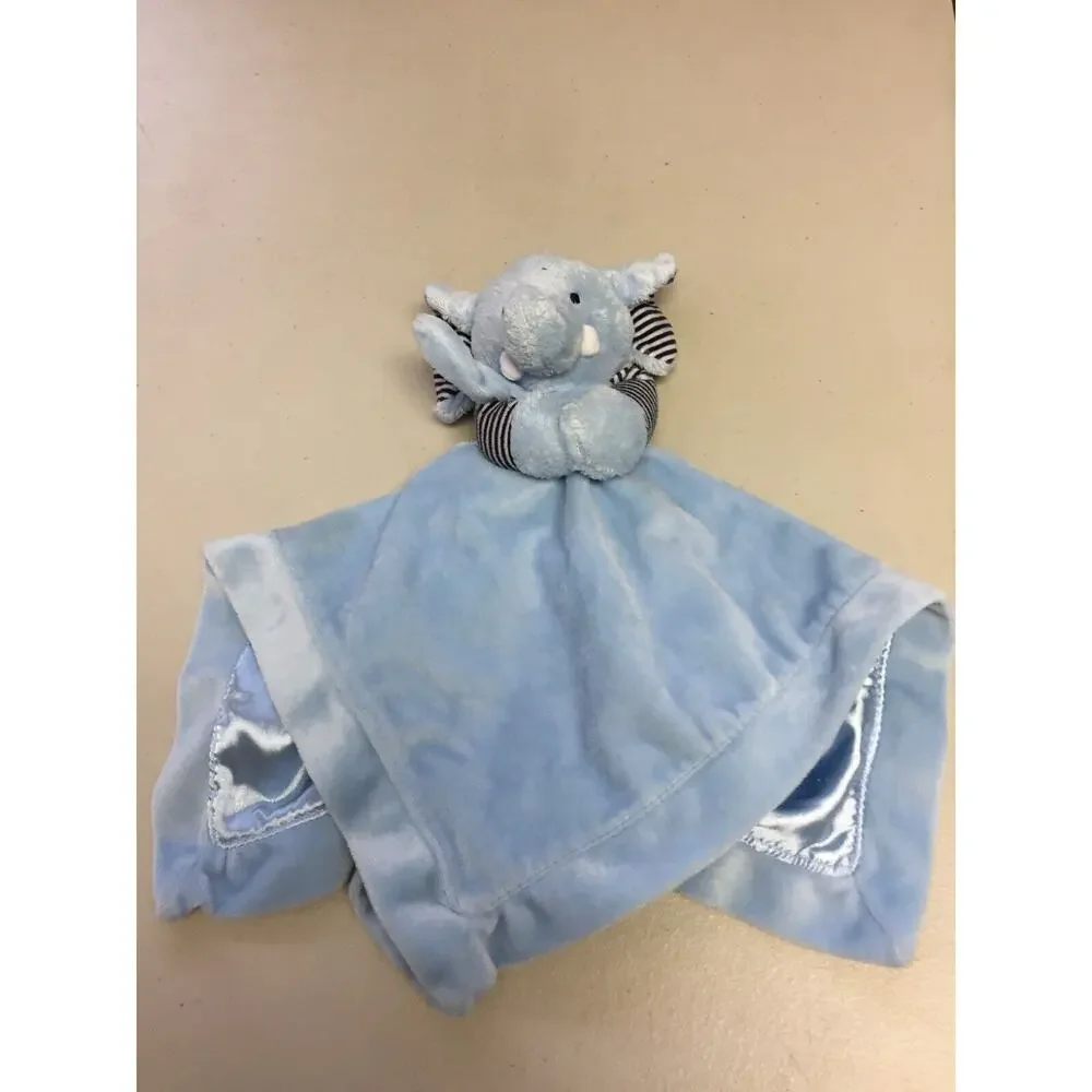 Carters Baby Blue Elephant Lovey Rattle Security Blanket Striped Navy Plush Toy